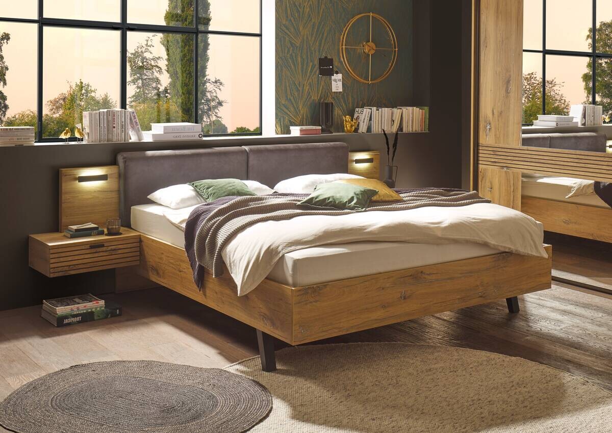 Bett Trattino Oak Flagstaff Optik B/H/T: ca. 295x93x212 cm