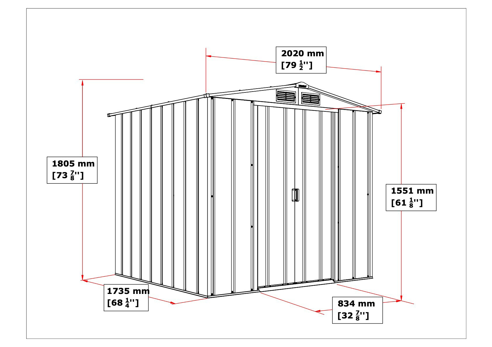 VCM Gerätehaus anthrazit B/H/L: ca. 202x181x174 cm