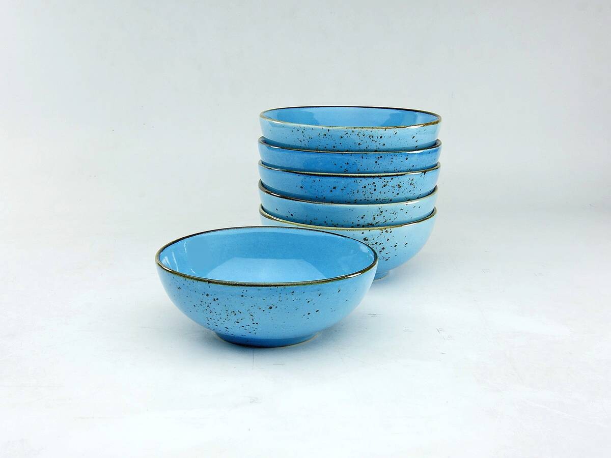 CreaTable Schalen-Set NATURE COLLECTION blau Steinzeug D: ca. 16,5 cm