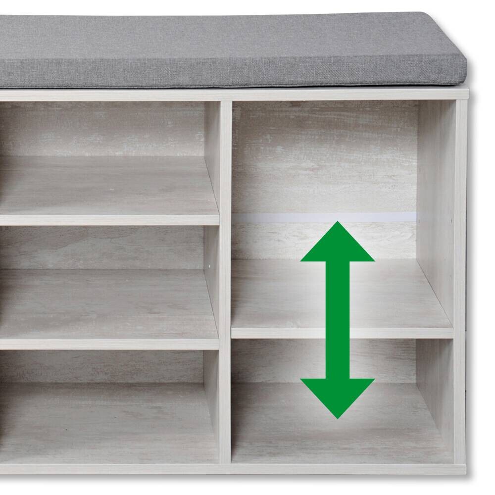 Kesper Schuhschrank mit Sitzkissen weiß Spanplatte B/H/L: ca. 29,5x48x103,5 cm
