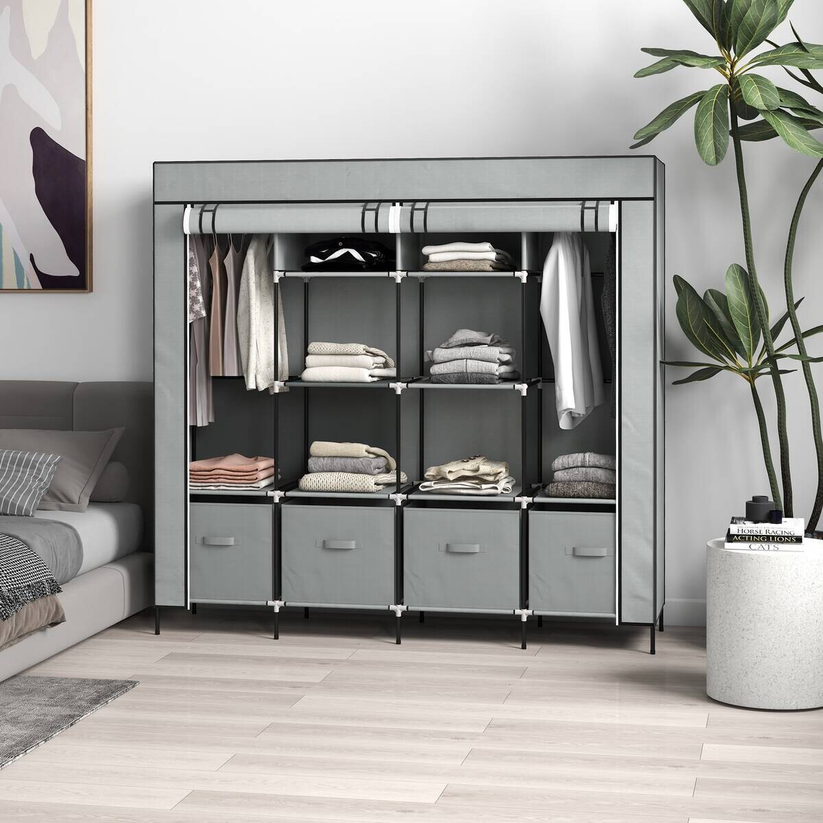 HOMCOM Kleiderschrank dunkelgrau Polypropylen B/H/L: ca. 42,5x166x169,5 cm