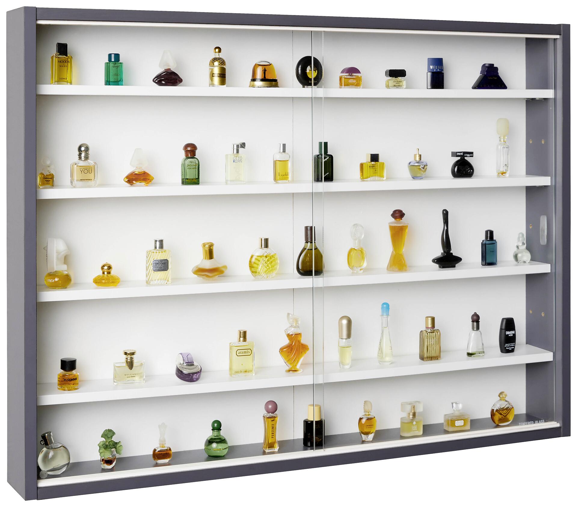 Sammelvitrine Collecty grau weiß B/H/T: ca. 80x9,5x60 cm