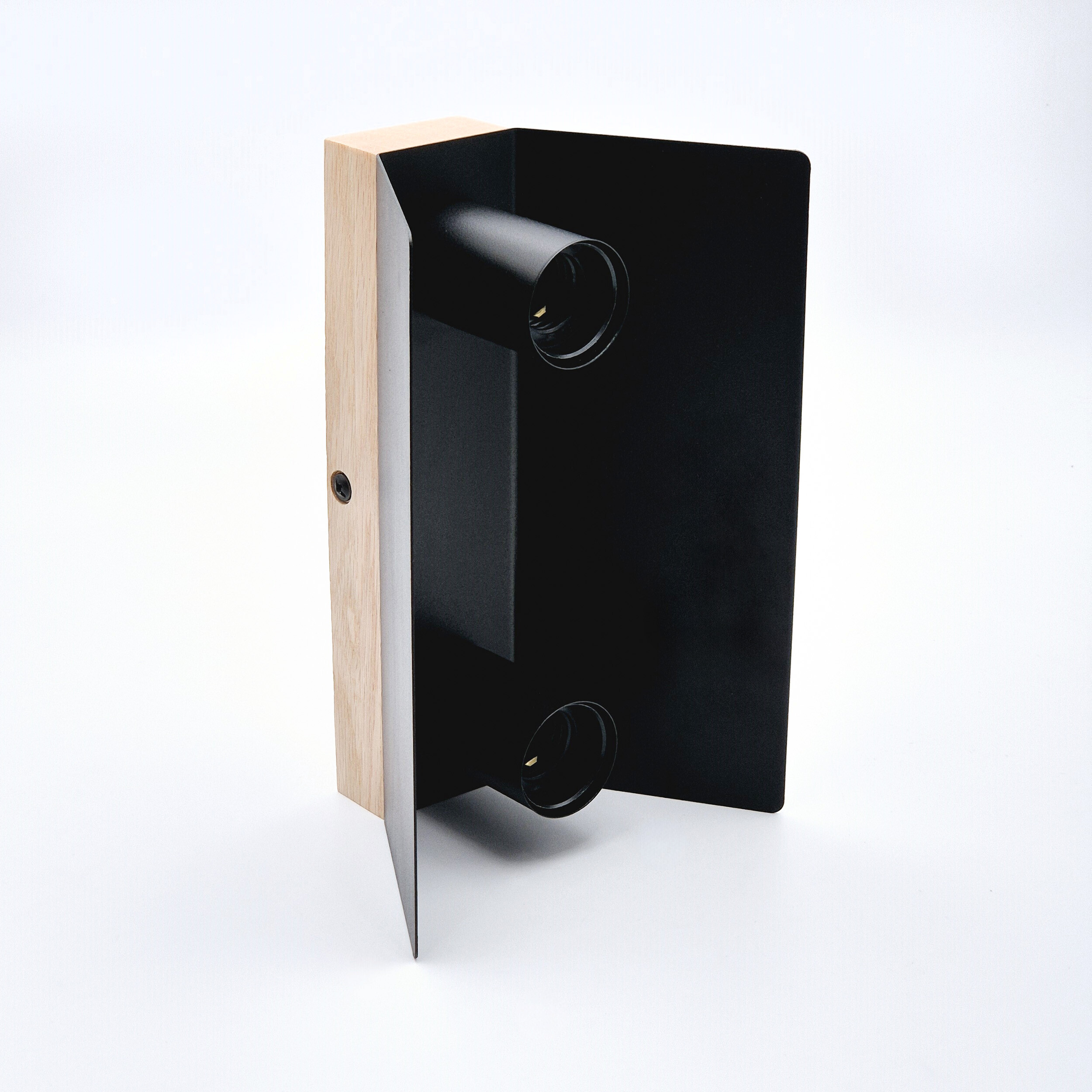 Lamkur Deckenleuchte schwarz Eiche Stahl Glas B/H/L: ca. 12x11,5x24 cm E27 2 Brennstellen