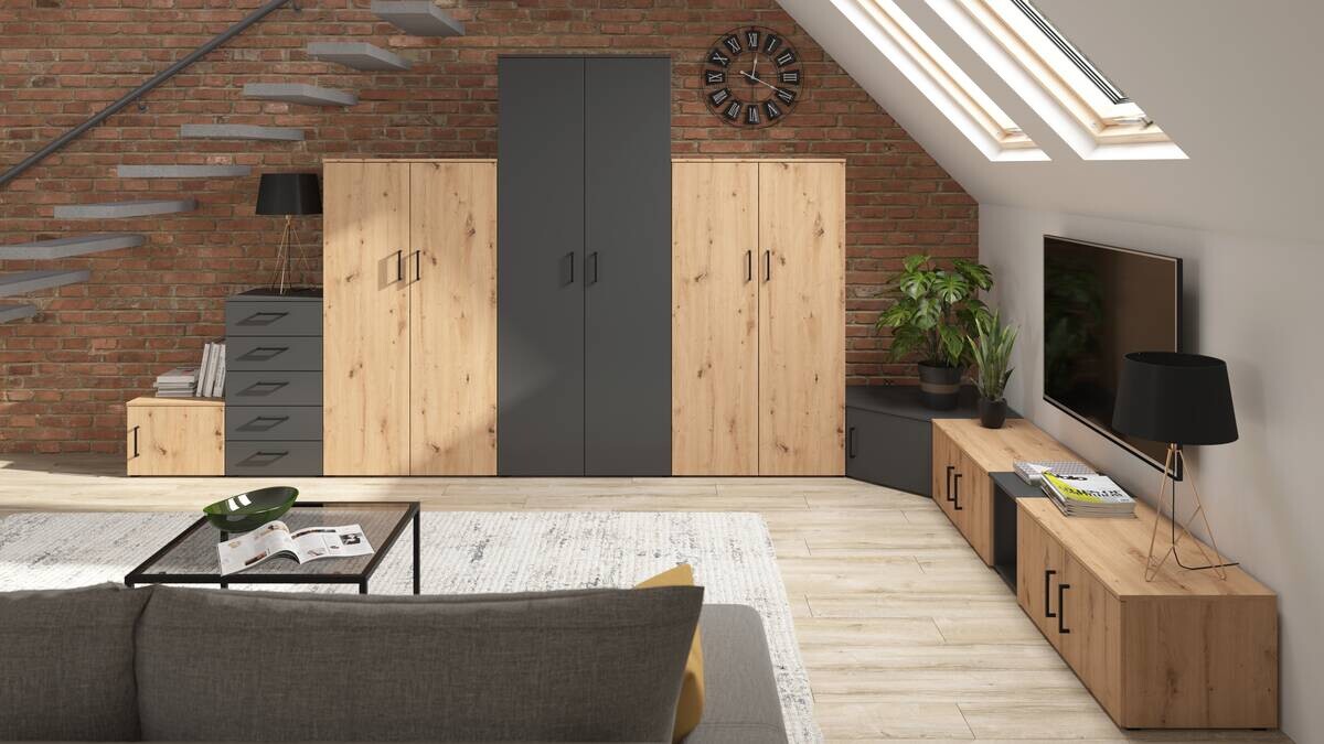 Regal Multi-Stauraum Typ 19 Eiche Artisan Nachbildung B/H/T: ca. 45x195x40 cm