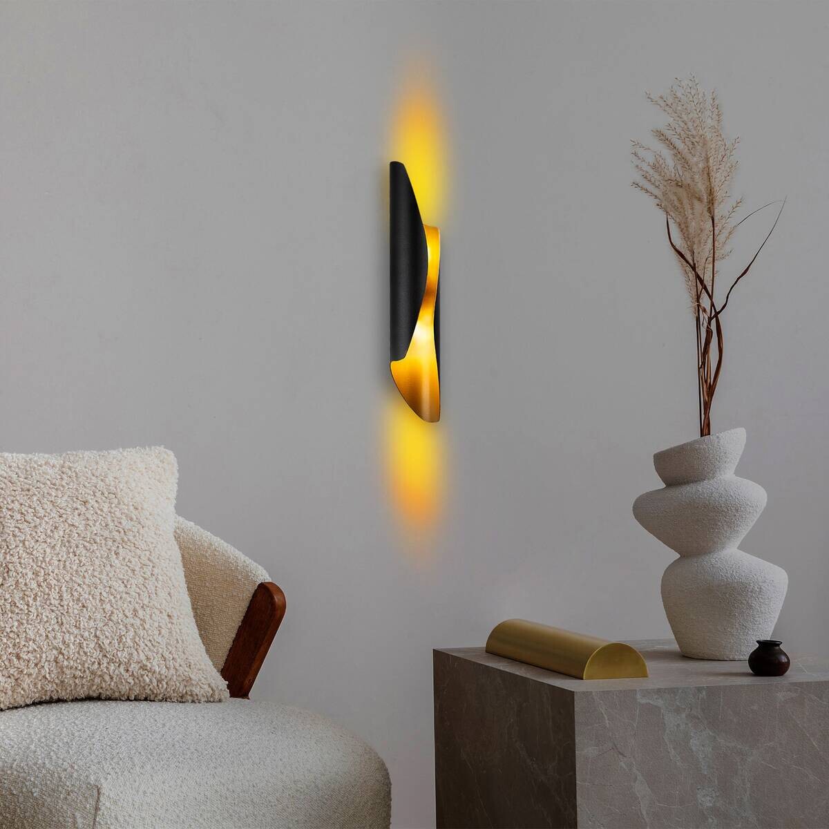 Opviq Wandleuchte schwarz Metall B/H/L: ca. 40x11x8 cm G9 2 Brennstellen