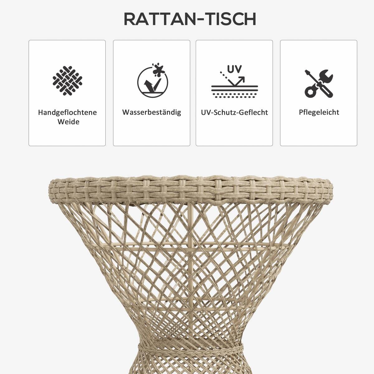 Outsunny Gartentisch braun Polypropylen B/H/L: ca. 45x45x52 cm