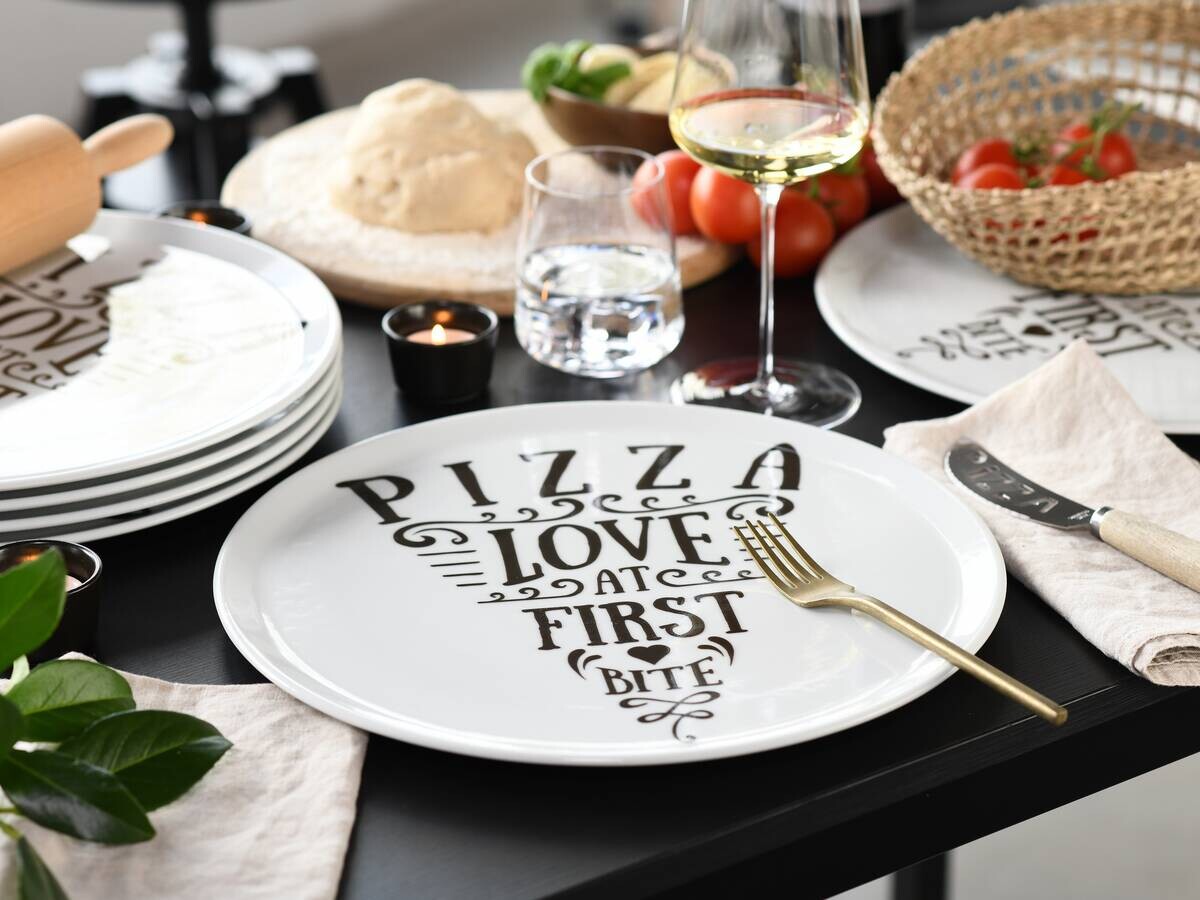 CreaTable Pizzateller-Set Europa weiß Porzellan D: ca. 33 cm