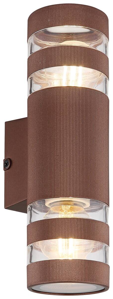 GLOBO Wandleuchte klar bronze Glas Kunststoff B/H: ca. 6,5x22 cm E27 2 Brennstellen