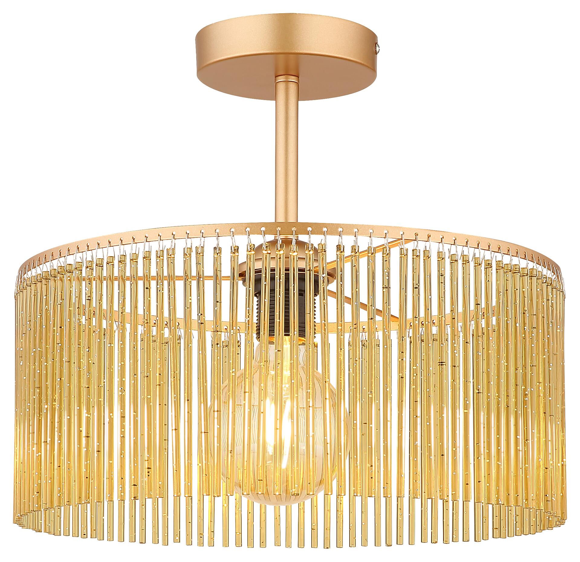 GLOBO Deckenleuchte Leeds amber gold schwarz Metall Kunststoff H/D: ca. 32x35 cm E27 1 Brennstellen