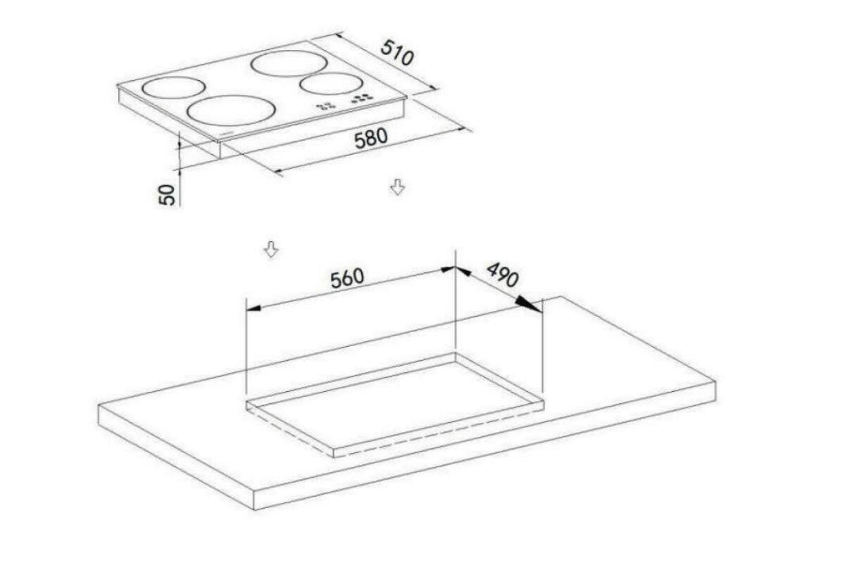 Mican Glaskeramikkochfeld CKA4Z schwarz Schwarzglas B/H/T: ca. 58x5x51 cm
