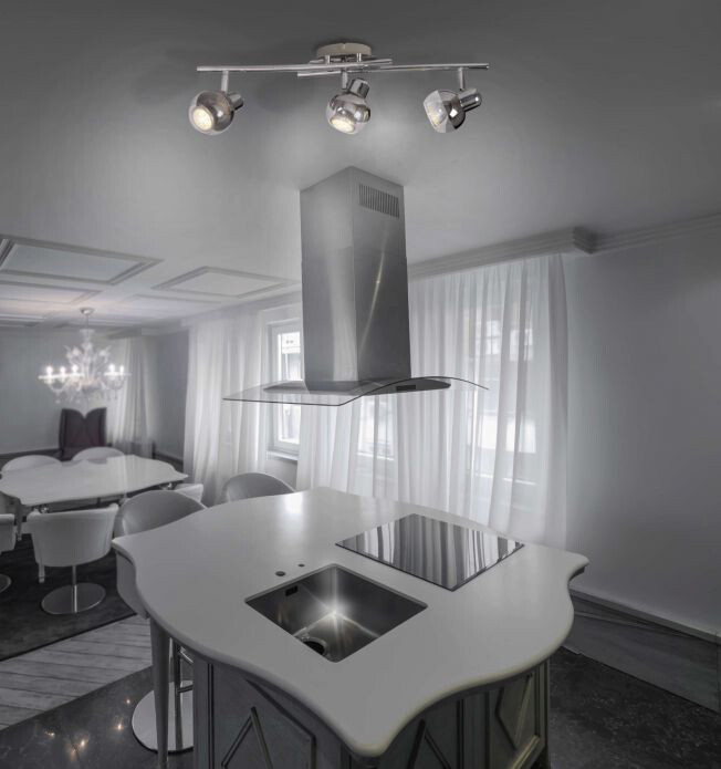 Näve Leuchten LED-Wand- Deckenleuchten NV1117642 Chrom Glas B/H/T: ca. 55x8x14 cm 3 Brennstellen