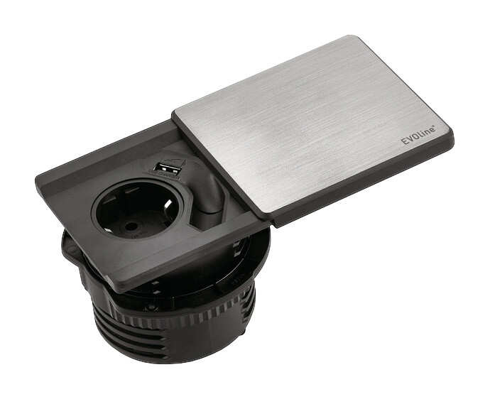 Naber Steckdose 8031152 Alu schwarz B/H/T: ca. 18,1x6,8x9,1 cm