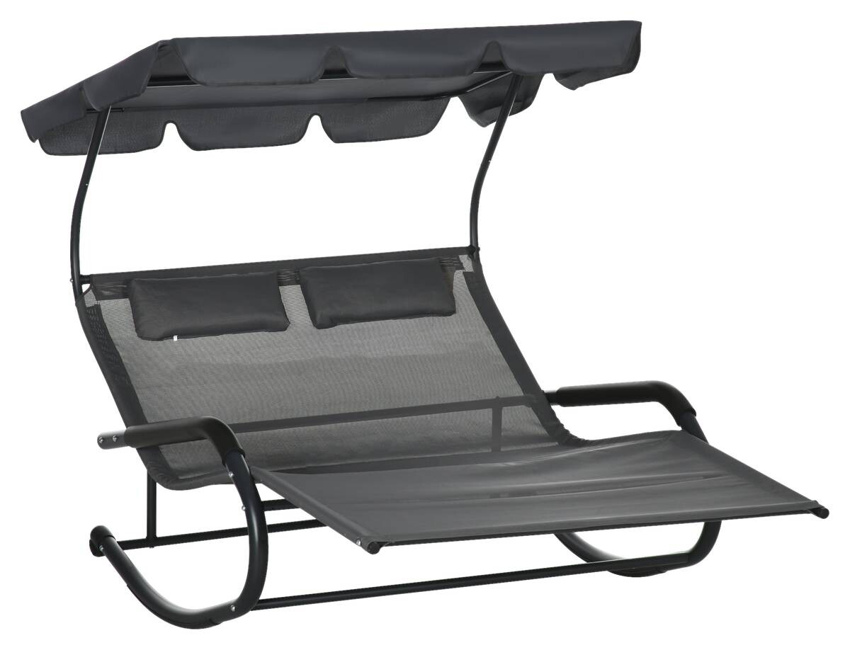 Outsunny Doppel-Sonnenliege dunkelgrau Schaumstoff B/H/L: ca. 139x140x200 cm