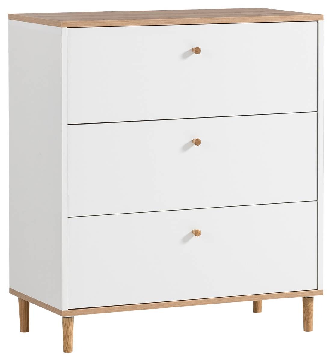 Kommode Hilda weiß matt Eiche Artisan Nachbildung B/H/T: ca. 80,1x91,4x40 cm