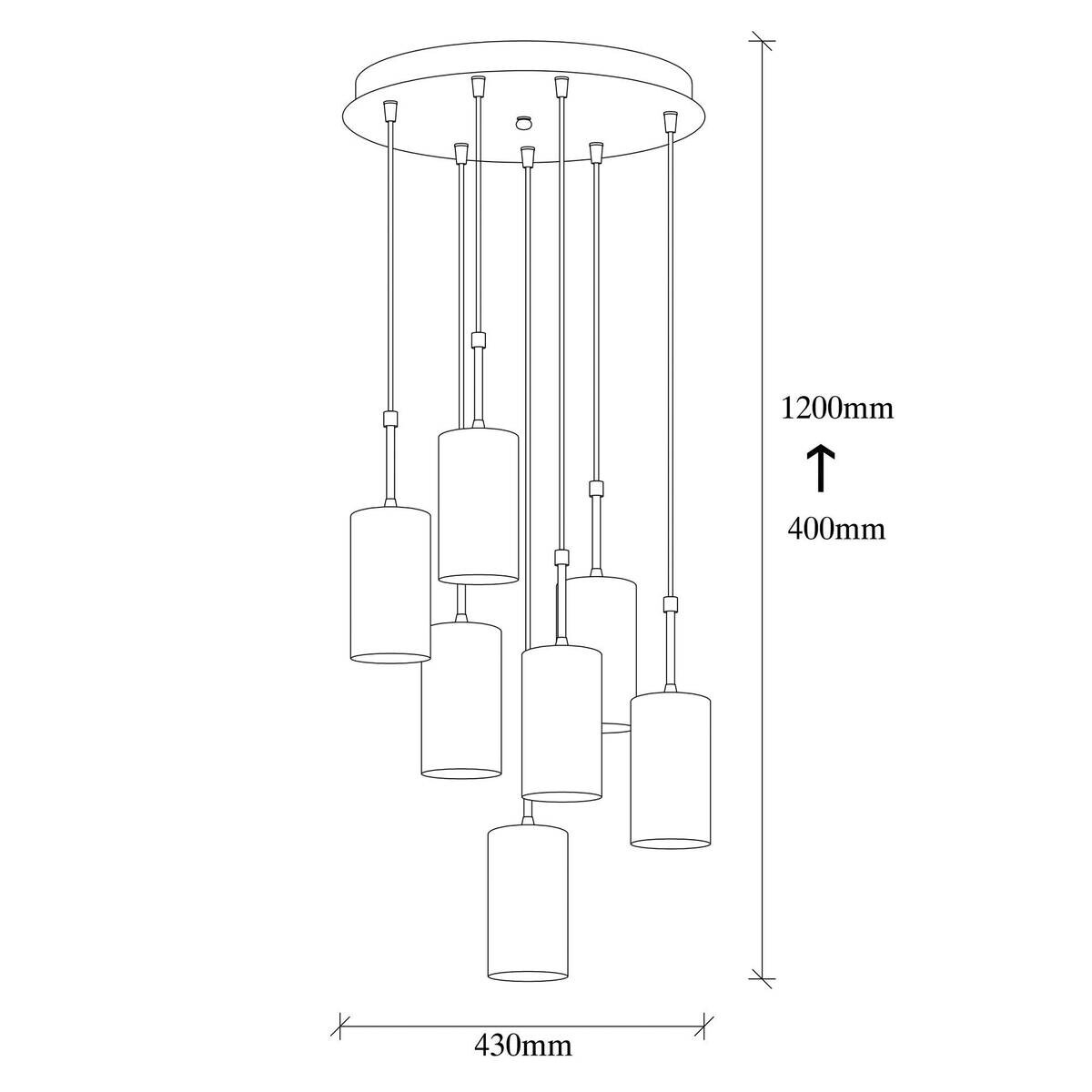 Opviq Pendelleuchte Kem schwarz gold B/H/T/L/D: ca. 43x120x43x43x43 cm E27 7 Brennstellen