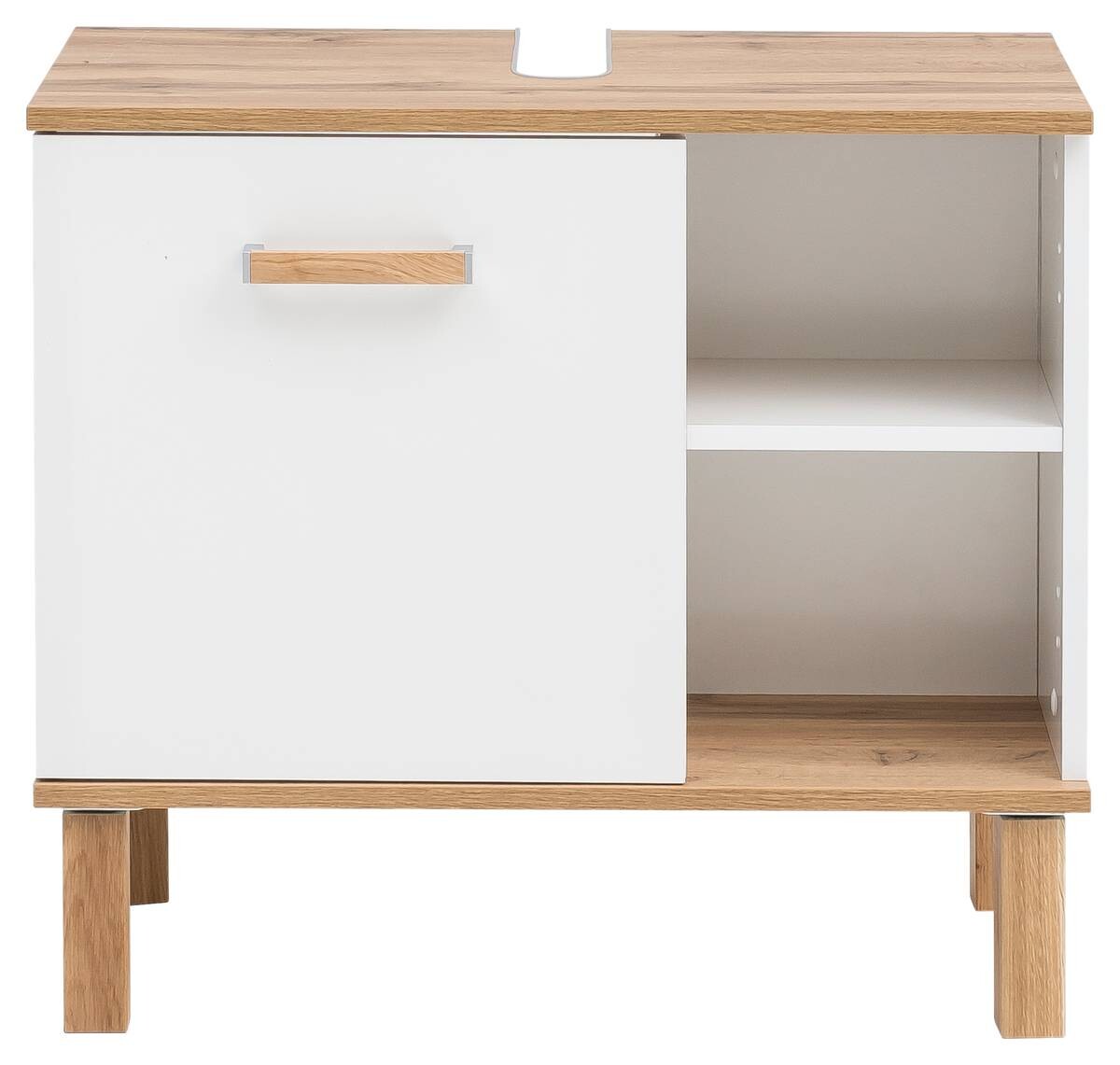 Waschbeckenunterschrank Padua weiß glanz Eiche Landhaus Nachbildung B/H/T: ca. 65,2x60,1x35 cm