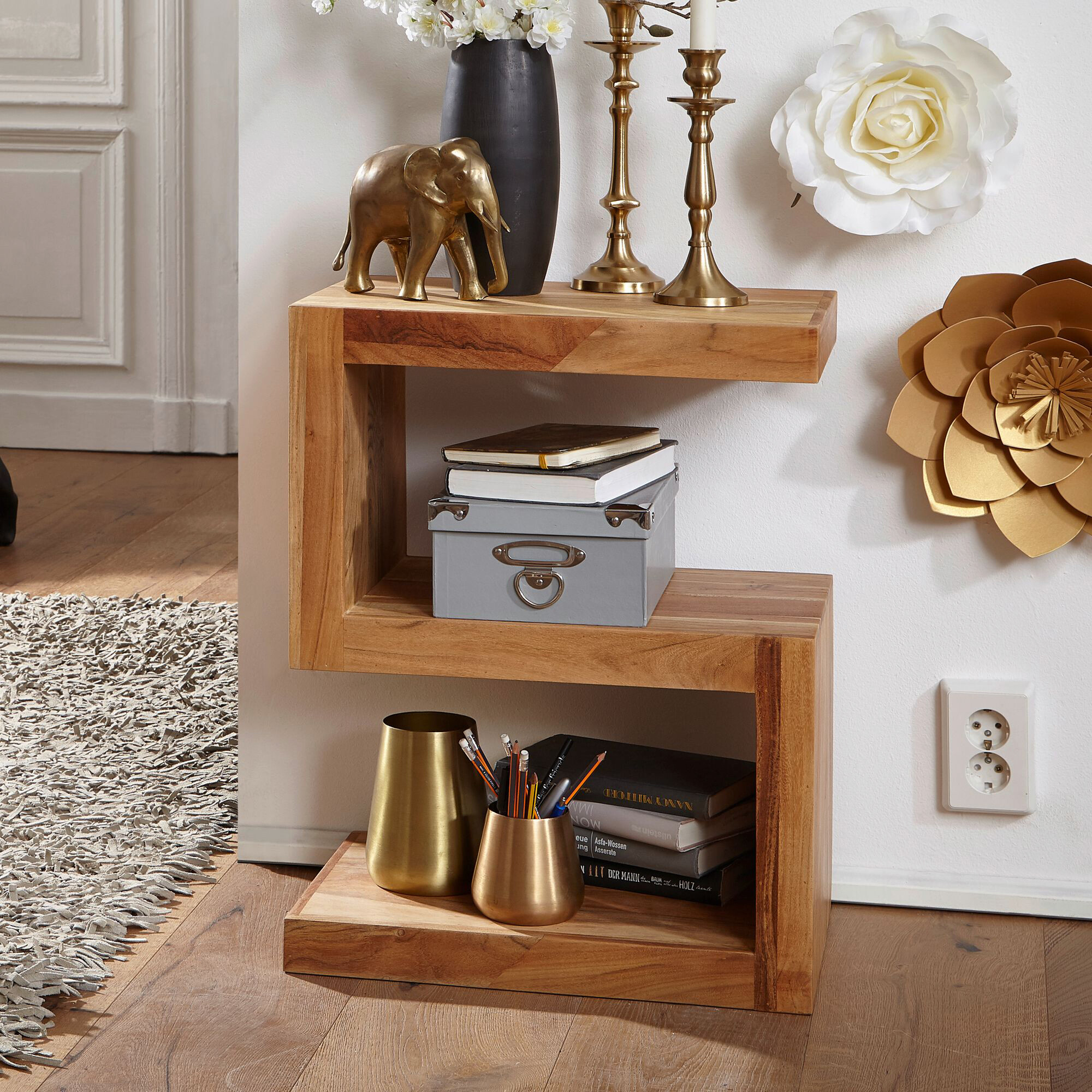 Beistelltisch natur Akazie B/H/T: ca. 44x60x30 cm