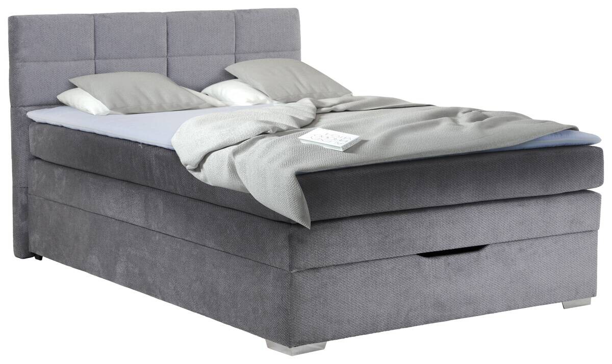 Boxspringbett Porto II grau Liegefläche B/L: ca. 140x200 cm