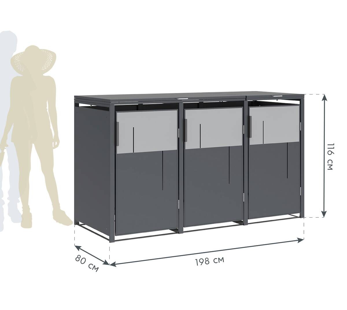 Westmann Mülltonnenbox Tonus anthrazit B/H/L: ca. 198x116x80 cm