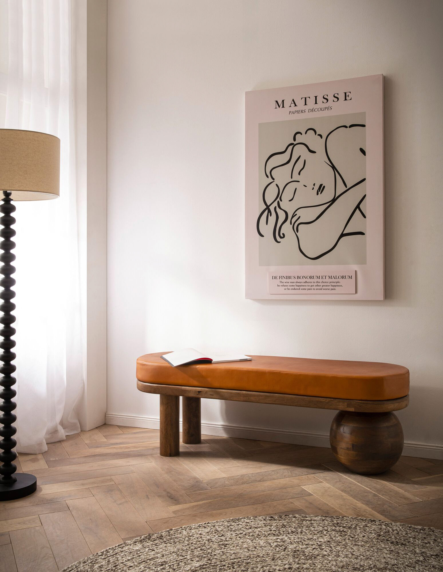 Sitzbank braun Mango Leder B/H/T: ca. 140x47x40 cm