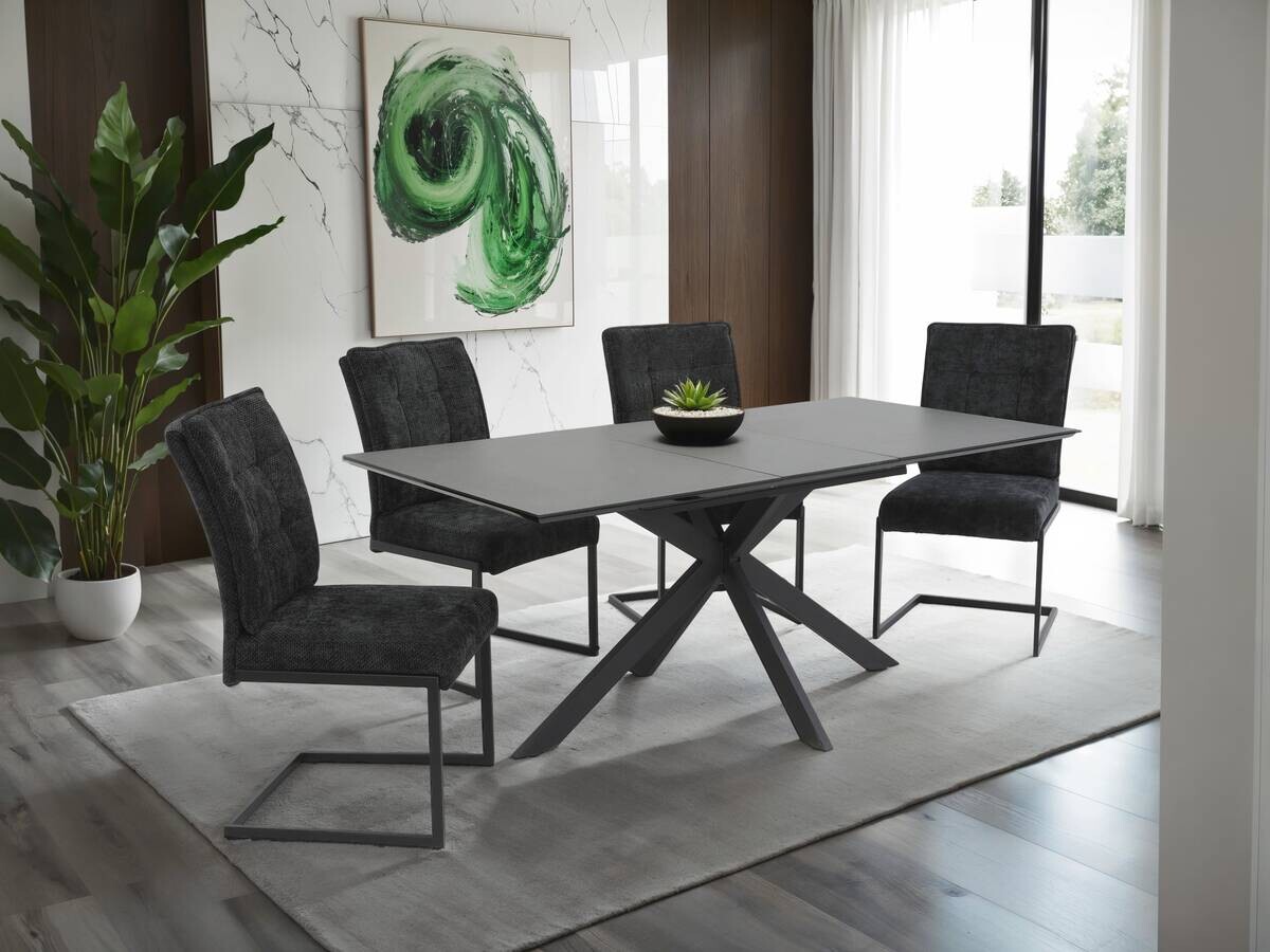 Schwingstuhl Olivia, 2er-Set anthrazit Microfaser Webstoff B/H/T: ca. 52x98x66 cm