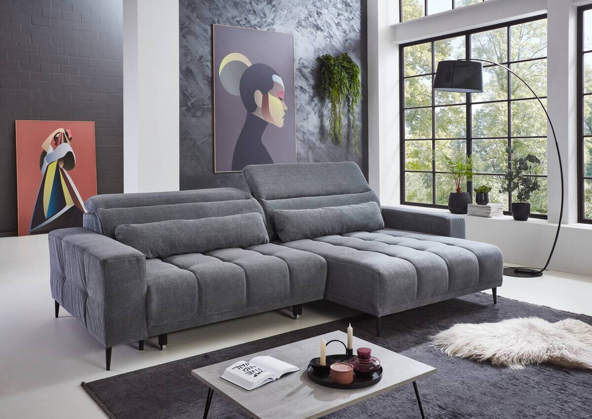 Ecksofa grau Microfaser B/H/T: ca. 284x108x169 cm