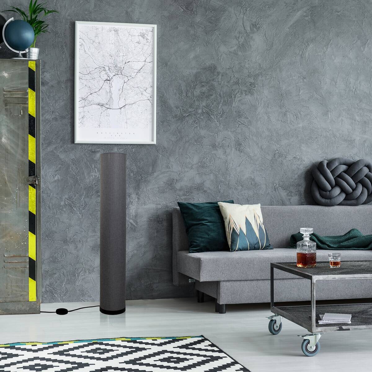 Näve Leuchten Stehleuchte 2071816 grau Metall Textil B/H/T: ca. 19x110x19 cm 3 Brennstellen