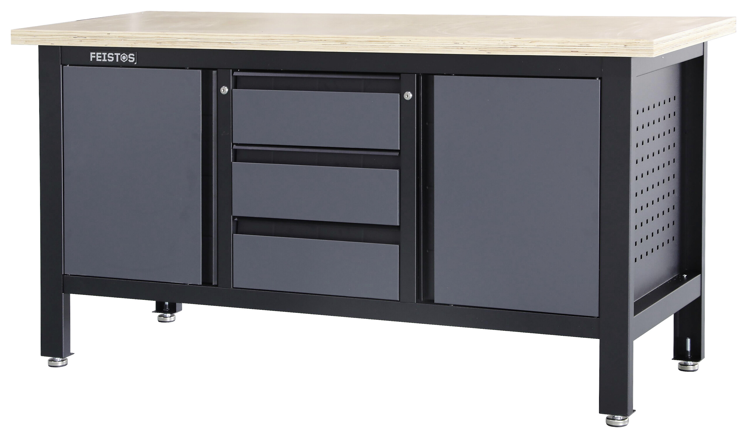 Feistos Werkbank Heros schwarz Metall B/H/L: ca. 169x87x60 cm