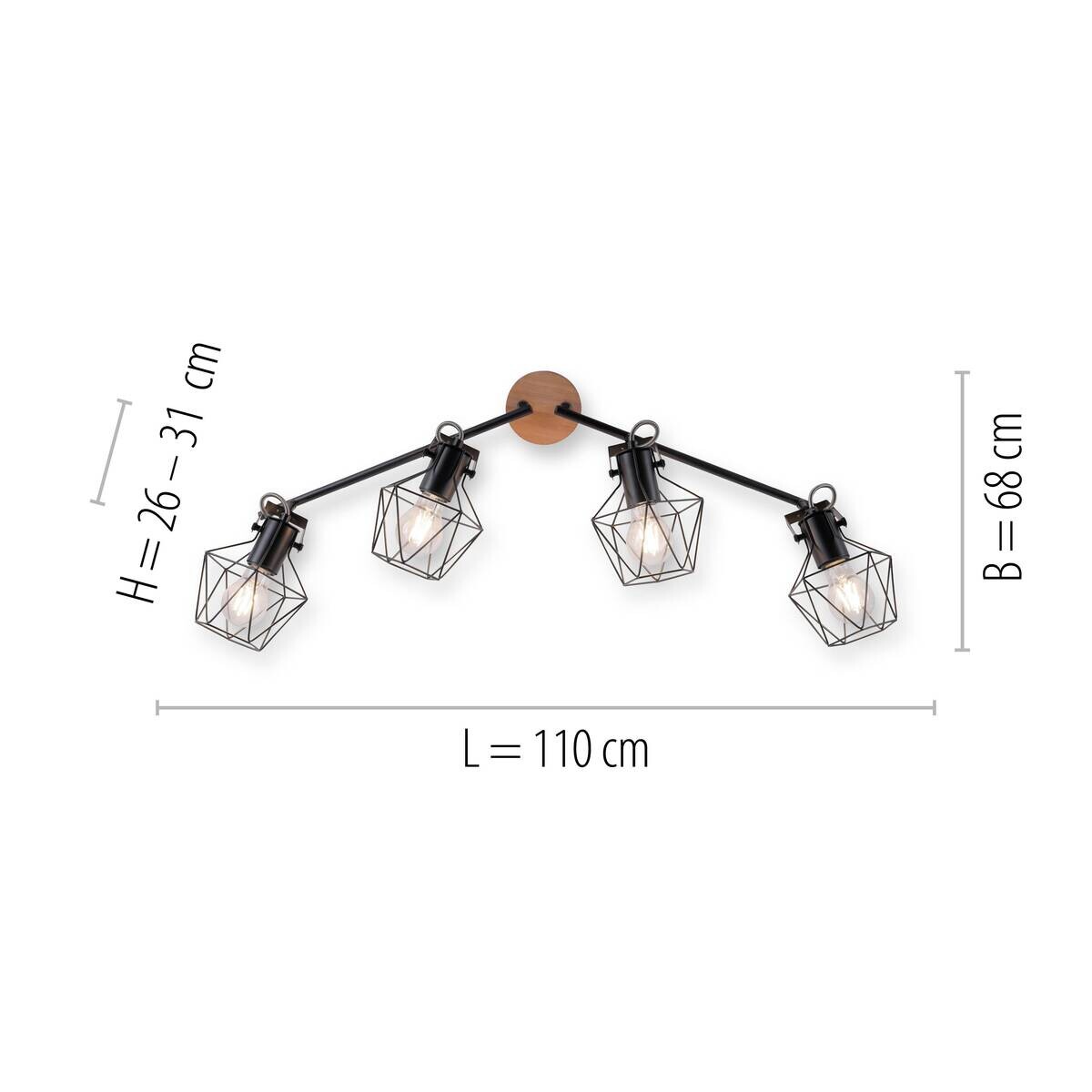 Just Light Spotbalken Jaro Metall B/H/L: ca. 68x31x110 cm E27 4 Brennstellen Just Light Spotbalken Jaro Metall B/H/L: ca. 68x31x110 cm E27 4 Brennstellen