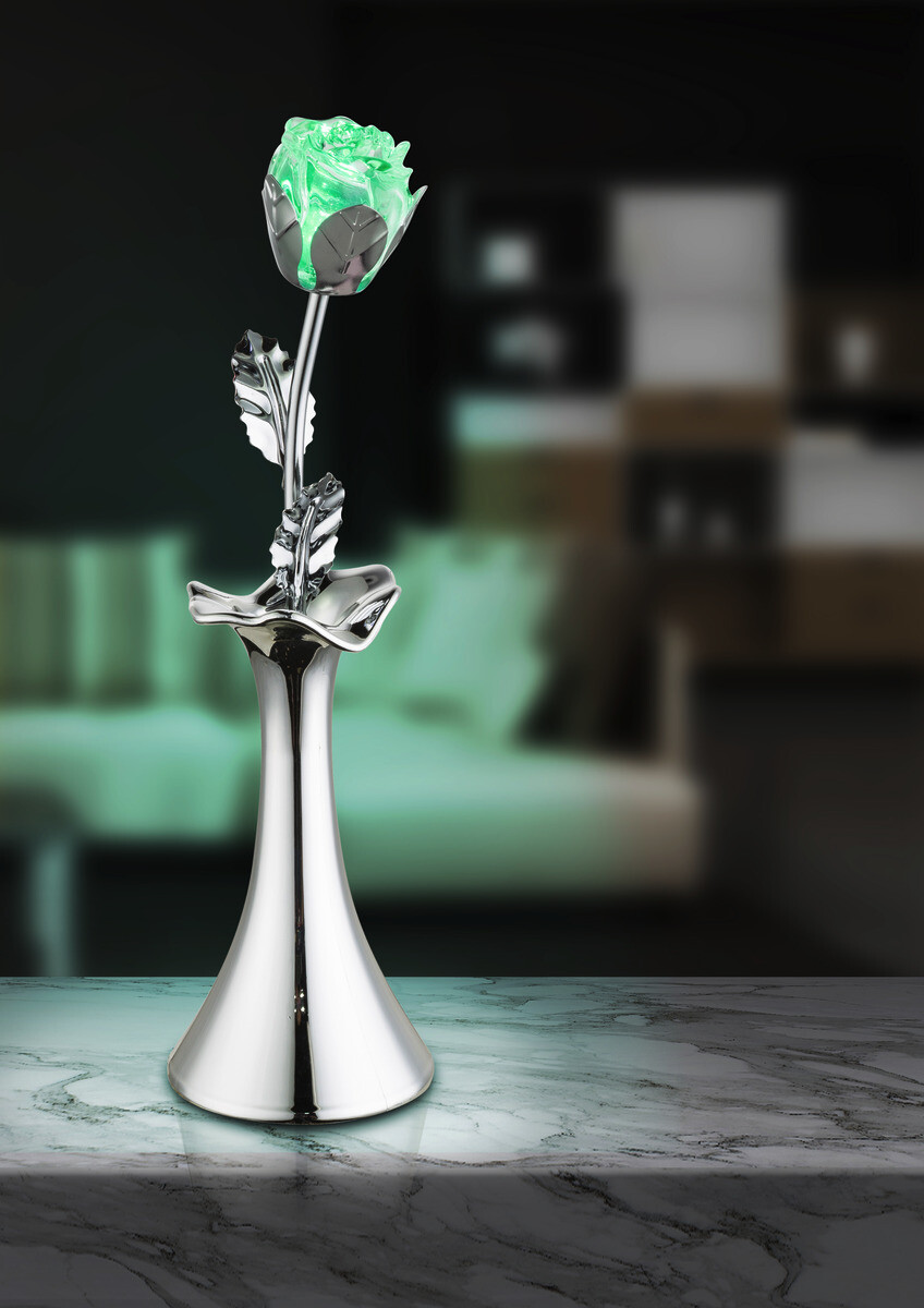 GLOBO Tischleuchte Rosi Chrom klar Metall Acryl H/D: ca. 29x8 cm