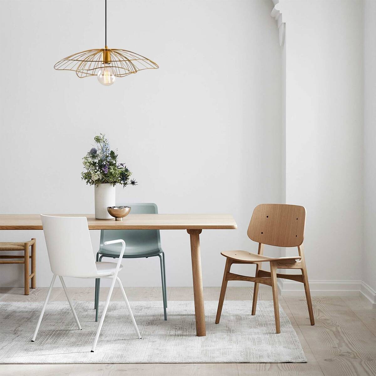 Opviq Pendelleuchte Tel gold Metall B/H/T/L/D: ca. 50x111x50x50x50 cm E27 1 Brennstellen