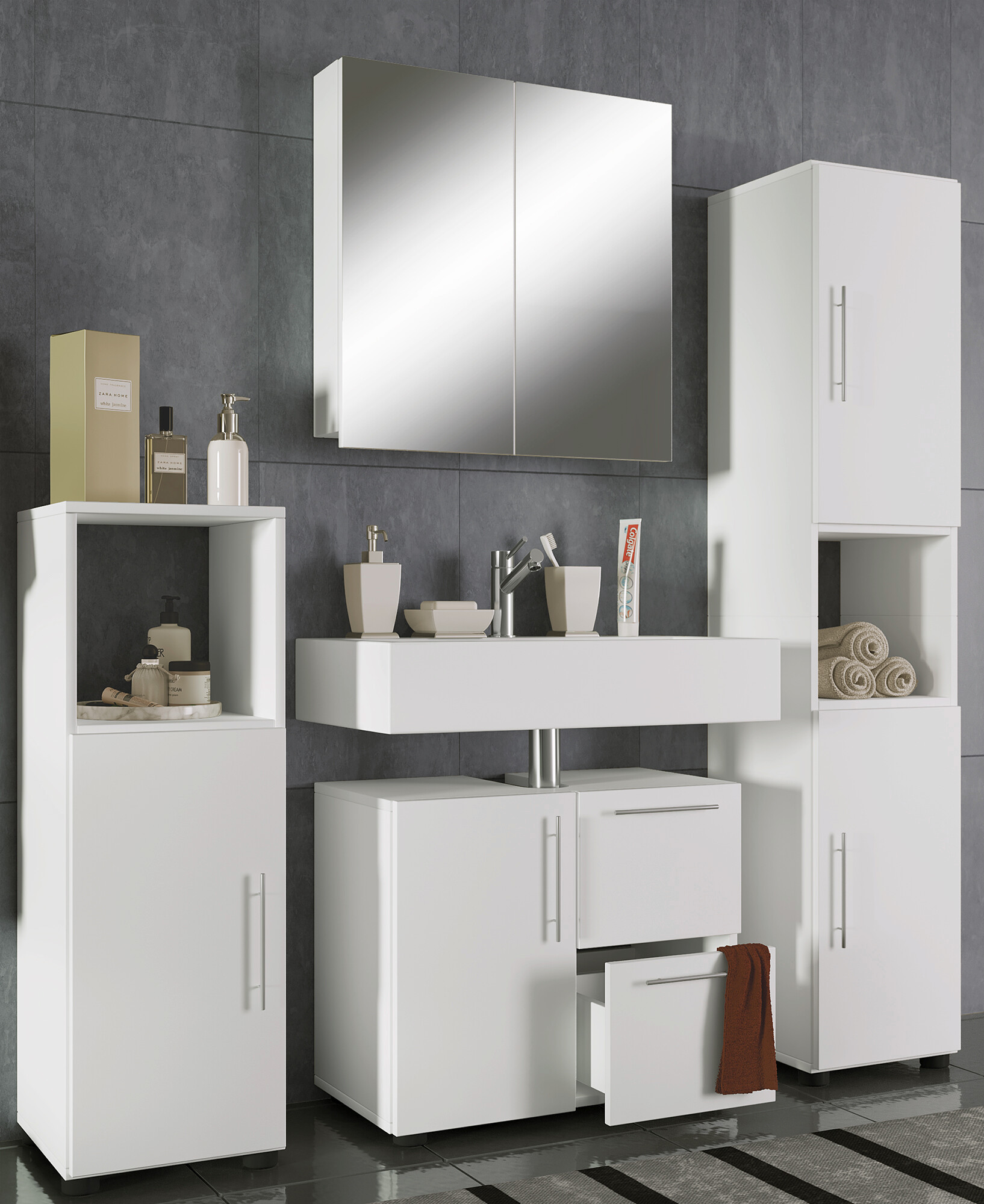 Badezimmer-Set Flandu weiß B/H/T: ca. 61x51x32 cm