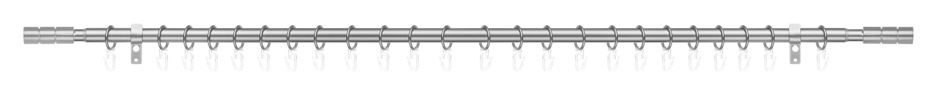 LICHTBLICK Gardinenstange Zylinder Edelstahloptik Metall D: ca. 2 cm ausziehbar von ca. 130 bis 240 cm 1.0 Läufe