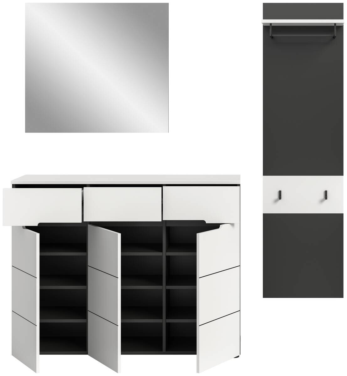 Garderobe Canu basaltgrau Nachbildung weiß B/H/T: ca. 180x190x37 cm