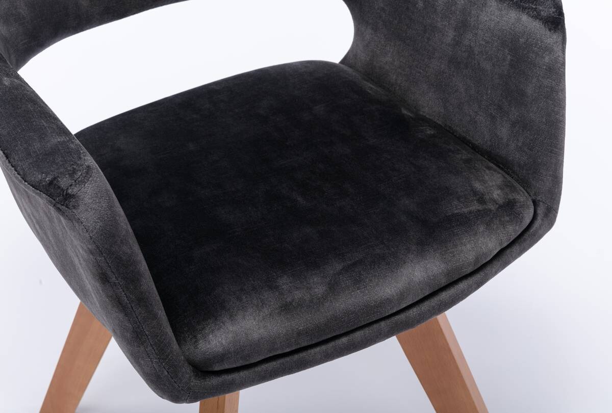 Stuhl KLARA 2er-Set anthrazit Vintage Samt Holz B/H/T: ca. 52x89x63,5 cm