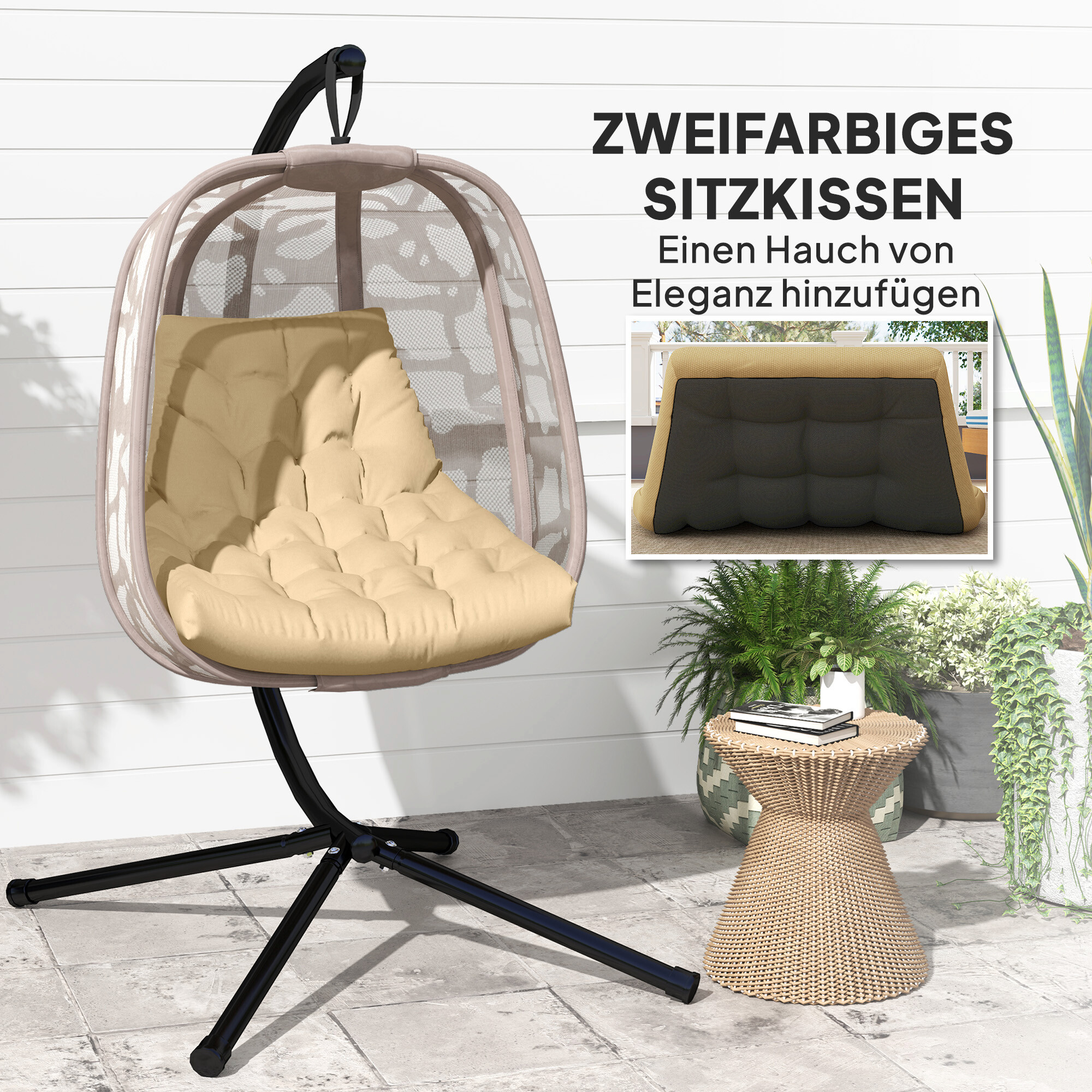 Outsunny Sitzkissen beige Schaumstoff B/H/L: ca. 100x8x120 cm