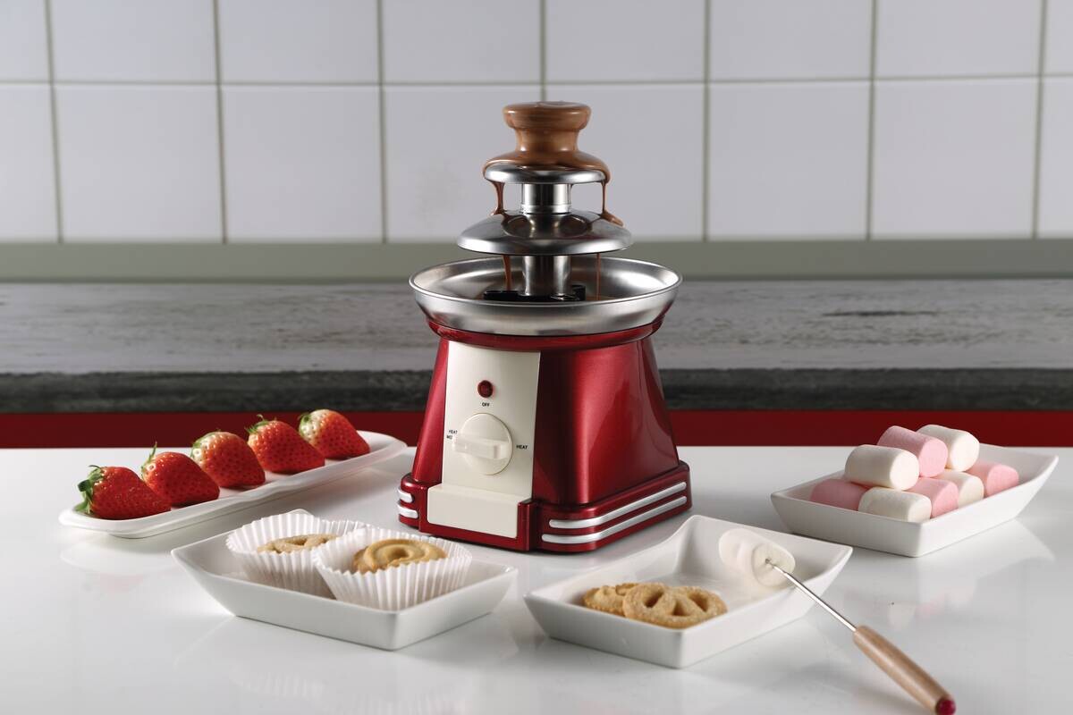 SWISS HOME Schokoladenbrunnen SH-6726 rot Kunststoff Edelstahl B/H/L: ca. 15x24x15 cm