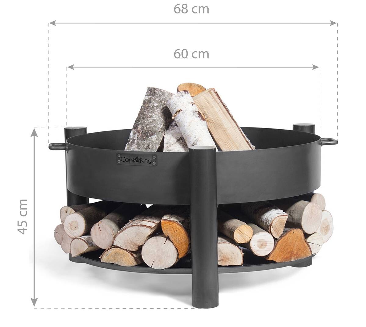 CookKing Feuerschale Montana 60 schwarz Stahl B/H/T: ca. 68x45x68 cm