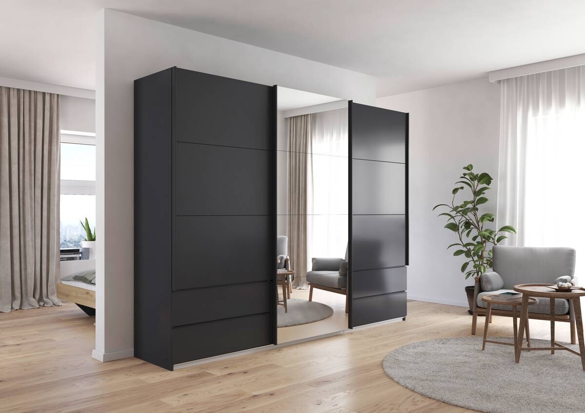 Schwebetürenschrank Elara grau B/H/T: ca. 271x210x62 cm