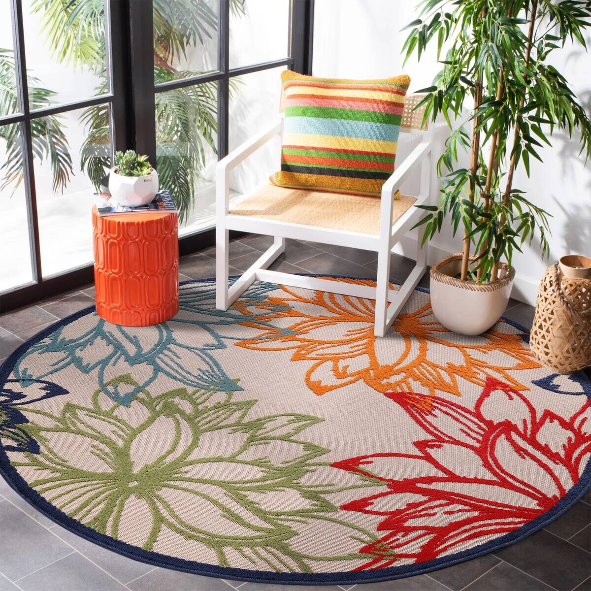 Sanat Outdoorteppich FLORAL bunt B/L: ca. 200x200 cm