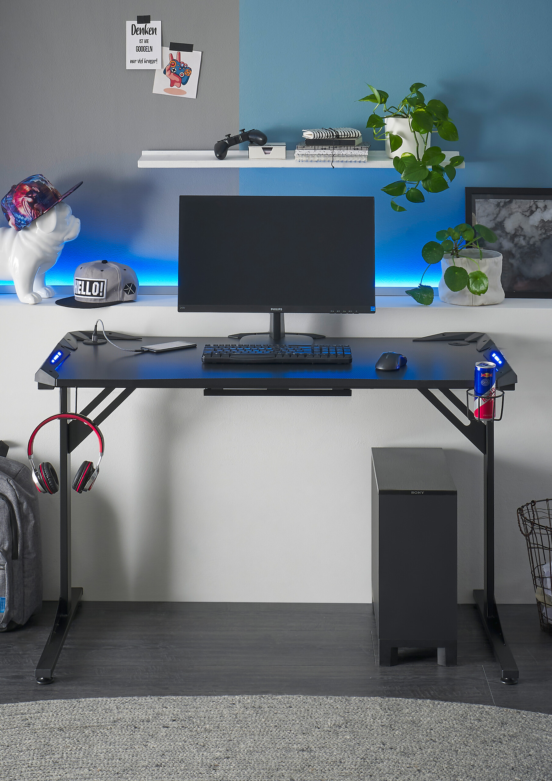 Gaming-Schreibtisch BC 3110 schwarz Carbon Optik B/H/T: ca. 119x78x60 cm Gaming-Schreibtisch BC 3110 schwarz Carbon Optik B/H/T: ca. 119x78x60 cm