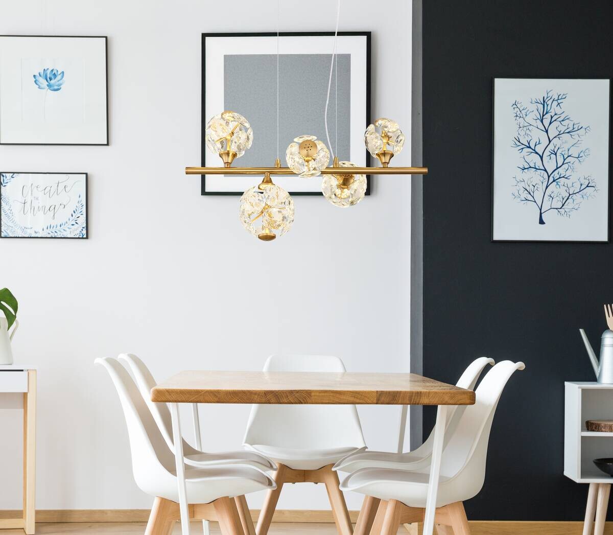 GLOBO LED-Pendelleuchte Virina gold Metall B/H/L: ca. 61x31x150 cm