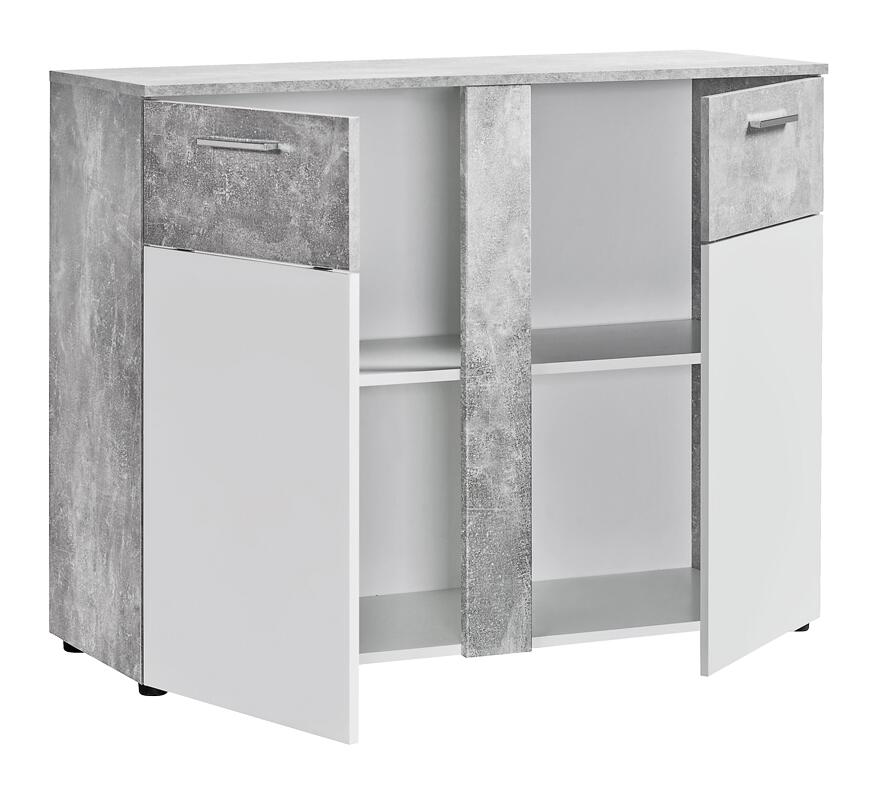 Kommode Trentino Beton Optik weiß B/H/T: ca. 100x81x40 cm