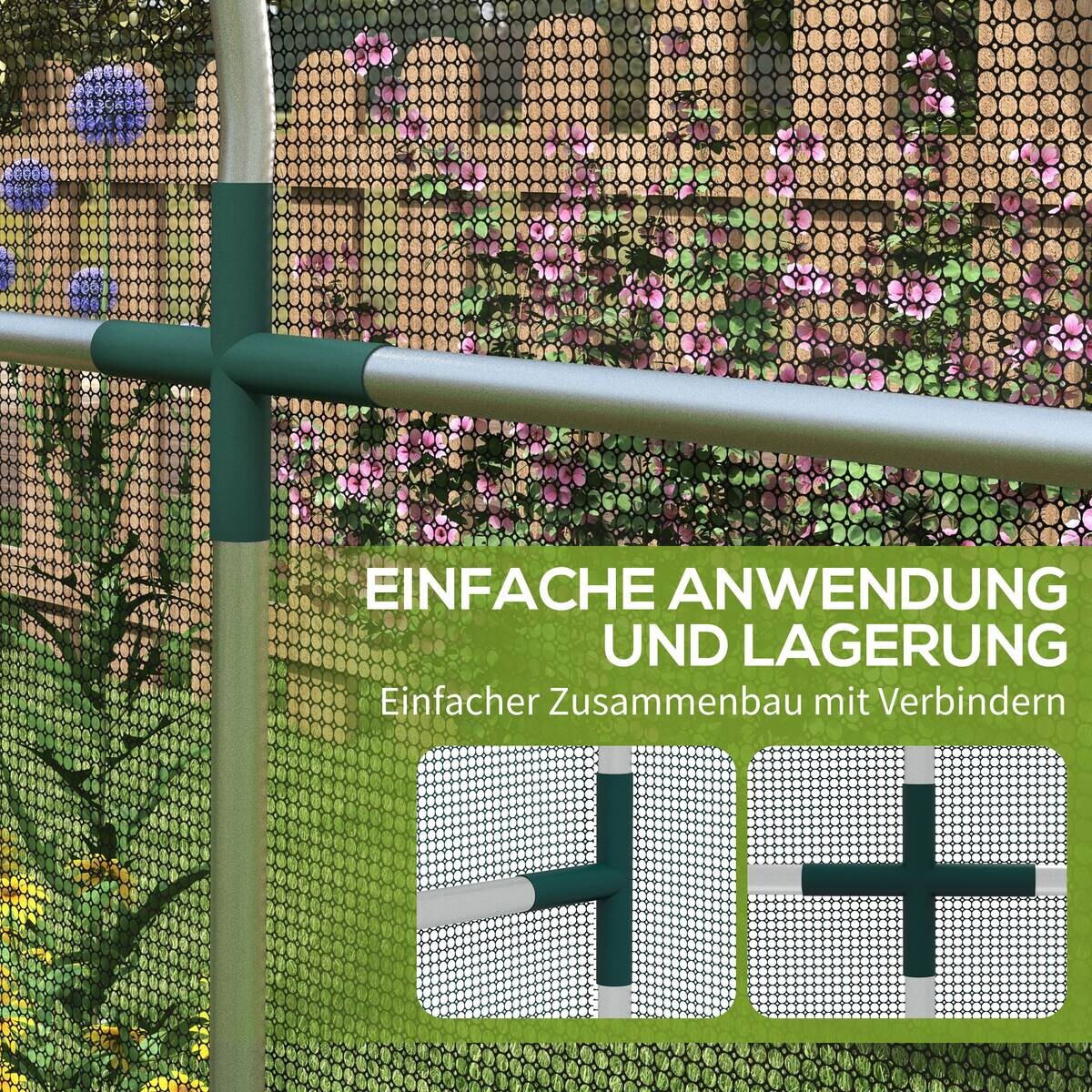 Outsunny Tier-Zubehör schwarz Edelstahl B/H/L: ca. 360x120x188 cm