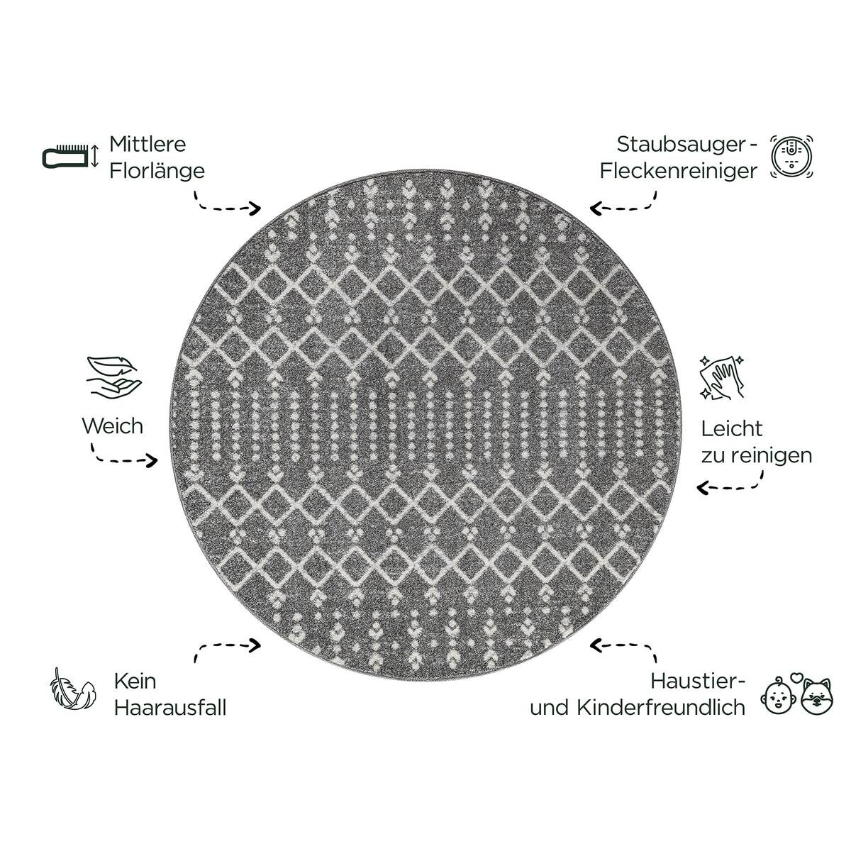 Sanat Teppich anthrazit B/L: ca. 200x200 cm