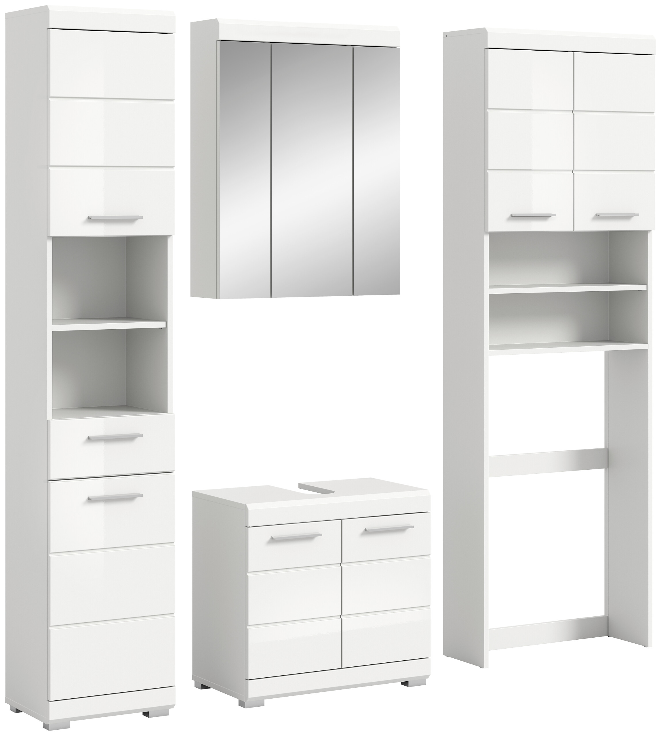 Badezimmer-Set Scout weiß weiß Hochglanz B/H/T: ca. 190x191x34 cm Badezimmer-Set Scout weiß weiß Hochglanz B/H/T: ca. 190x191x34 cm