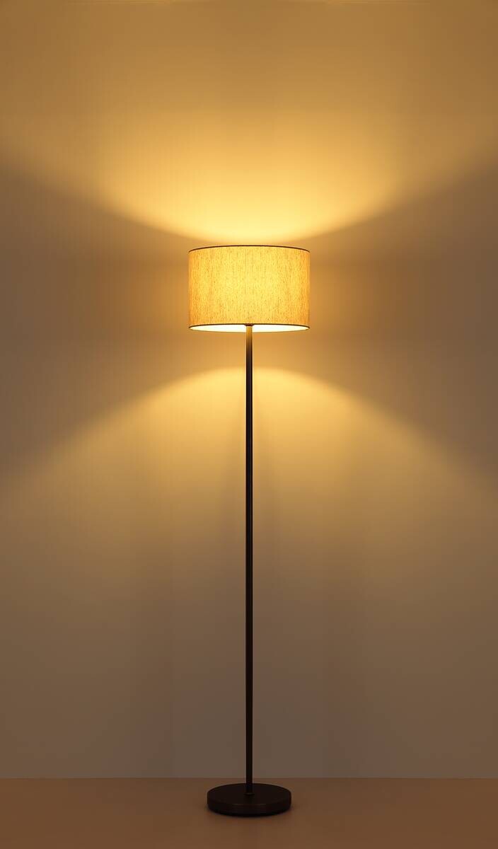 GLOBO Stehleuchte creme schwarz Metall Leinen H/D: ca. 160x35 cm E27 1 Brennstellen