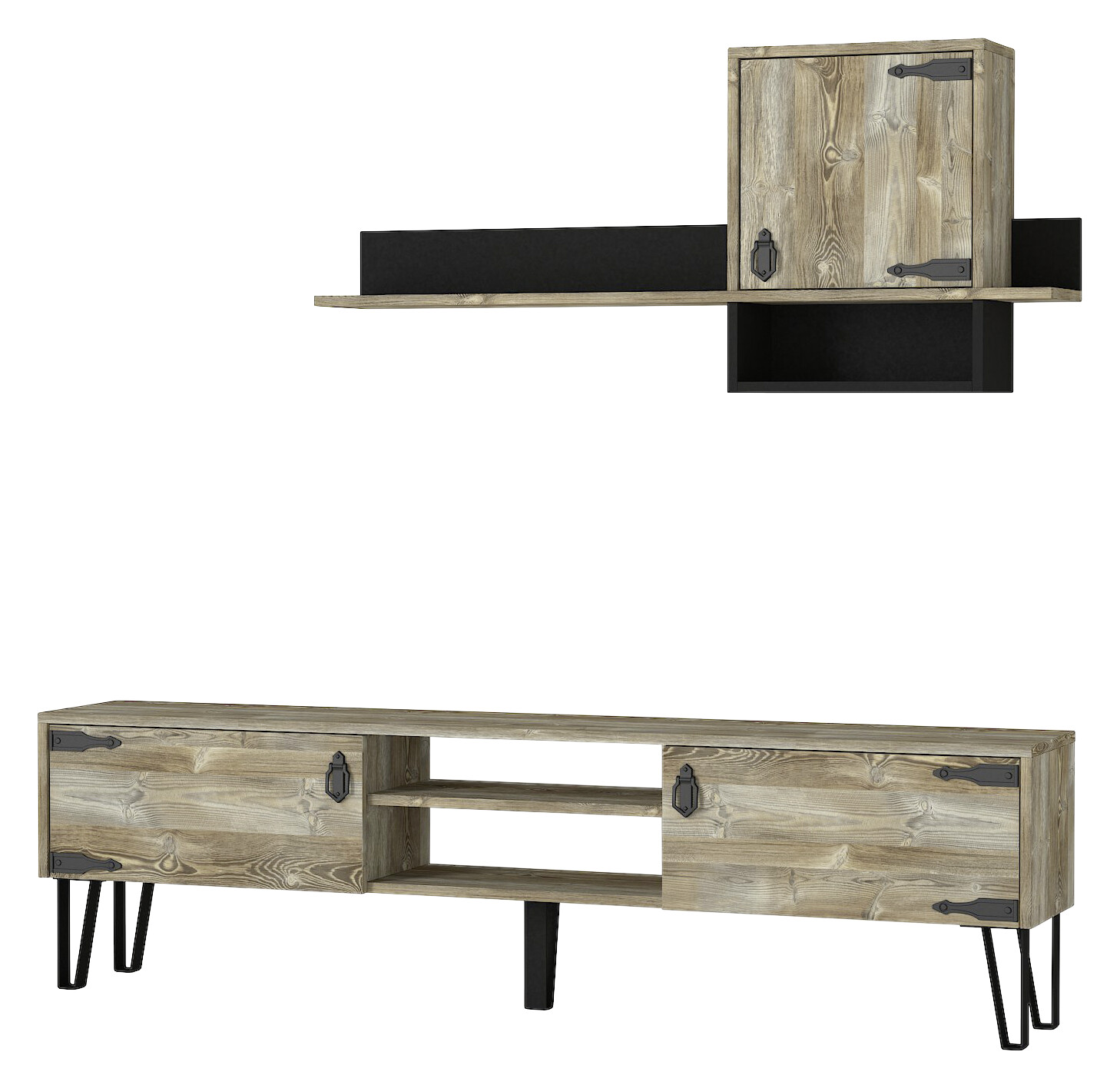 Wohnwand Costa Eiche Nachbildung B/H/T: ca. 180x49x29,5 cm