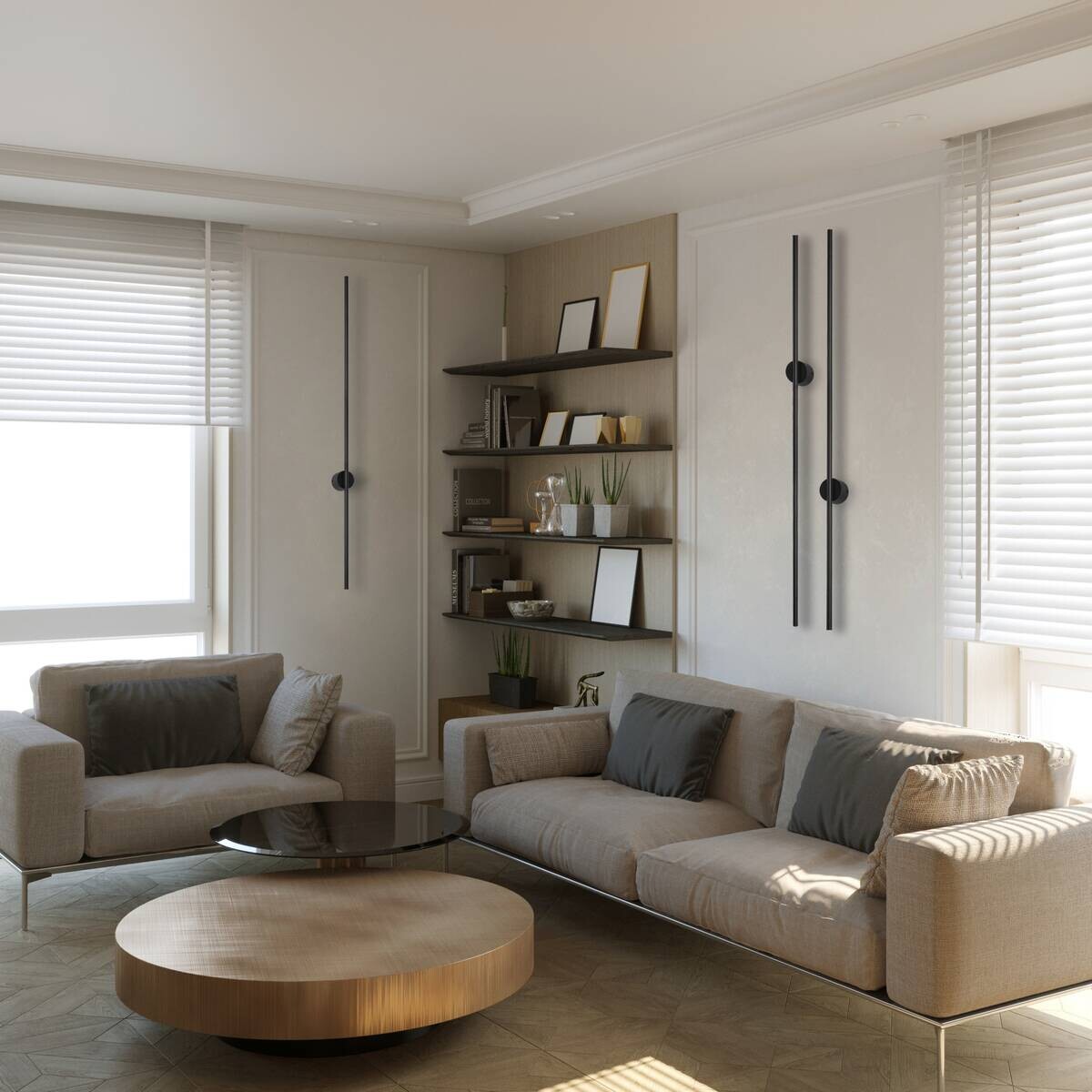 Lamkur LED-Wandleuchte Lana schwarz Metall H/L: ca. 120x7 cm 1 Brennstellen