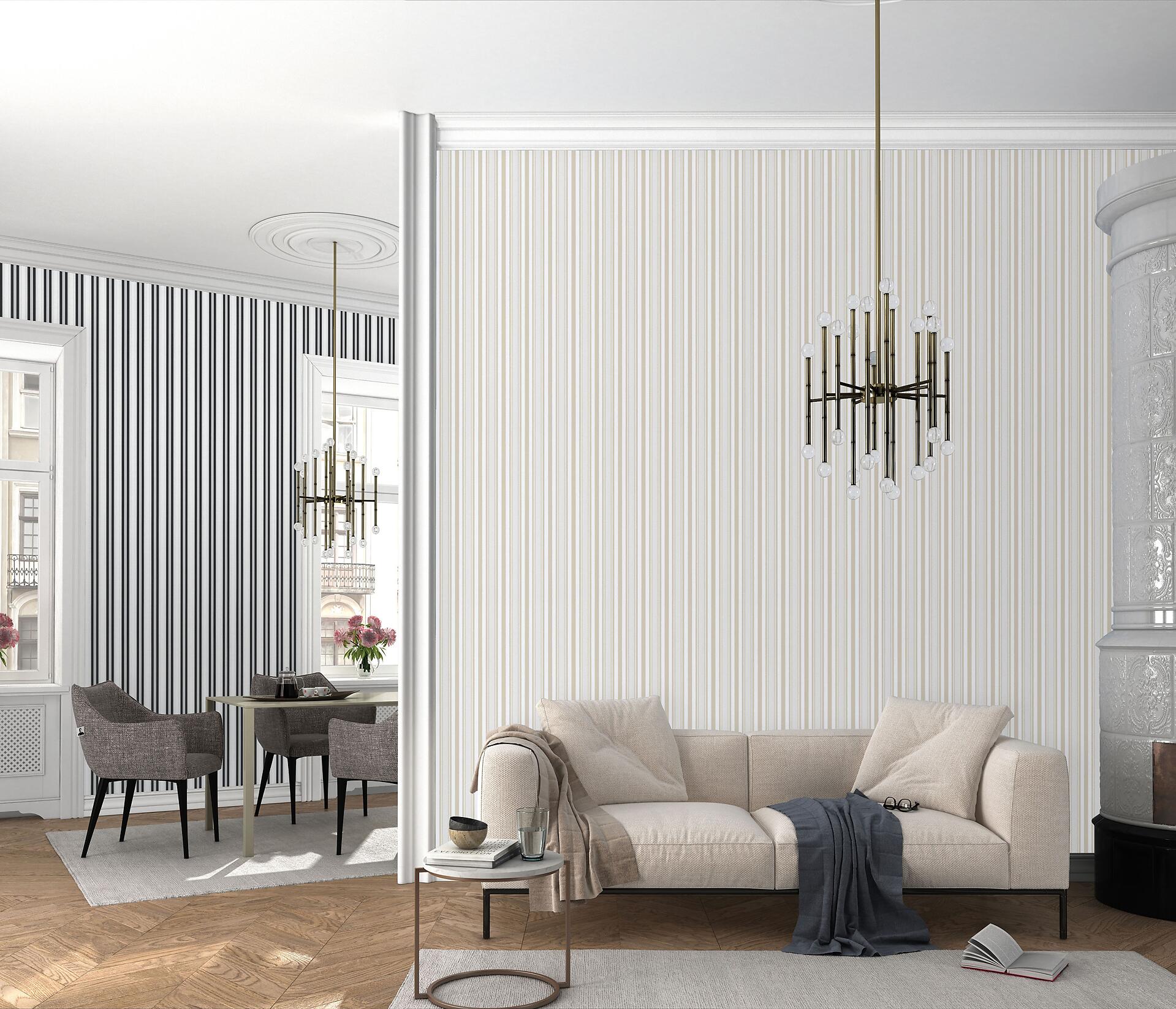 Vliestapete Streifen grau weiß B/L: ca. 53x1005 cm